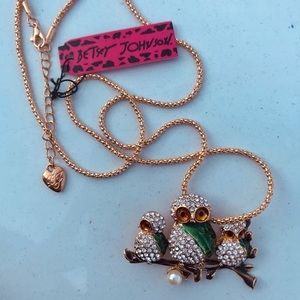 Betsey Johnson Owls Pendant Necklace